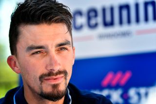 Julian Alaphilippe (Deceuninck-QuickStep) attends a press conference on April 19 ahead of the Amstel Gold Race race in Lanaken