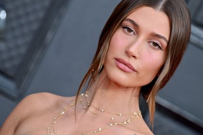 LAS VEGAS, NEVADA - APRIL 03: Hailey Bieber attends the 64th Annual GRAMMY Awards at MGM Grand Garden Arena on April 03, 2022 in Las Vegas, Nevada. (Photo by Axelle/Bauer-Griffin/FilmMagic)