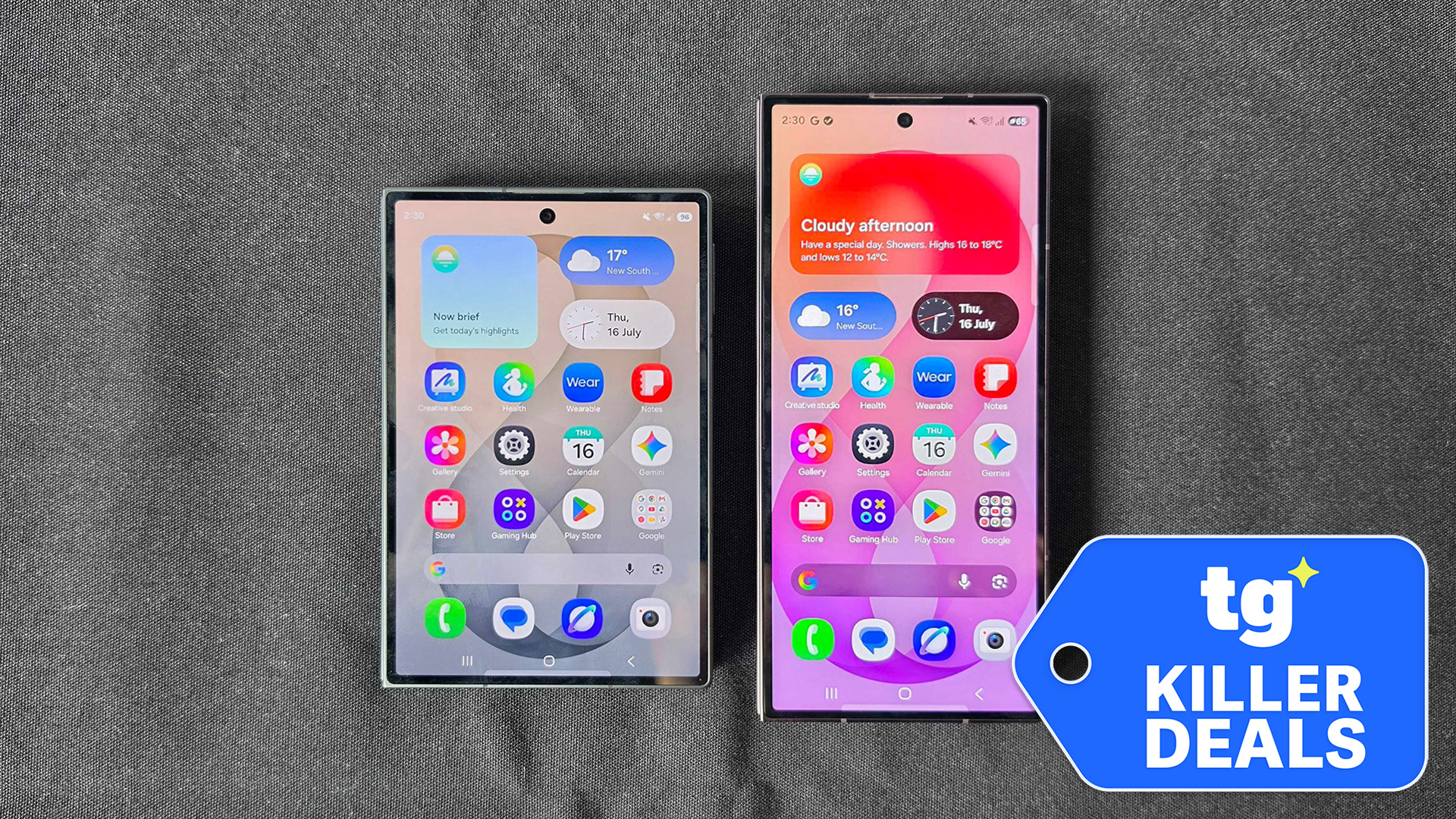 Samsung Galaxy Z Fold 8 and Z Fold 8 Ultra side by side on table with Killer Deals badge overlaid