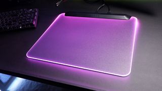 The best mouse pads used on a black desk with lighting enabled, if applicable.