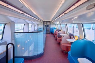 The upper deck of the bistro car aboard the TGV InOui