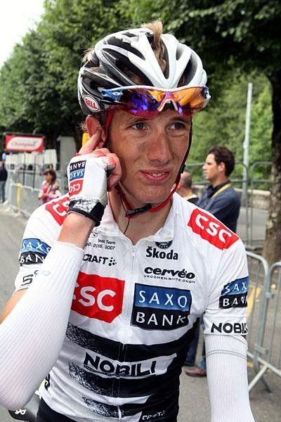 Andy Schleck shows the efforts after having mastered the first high mountains of the Tour.
