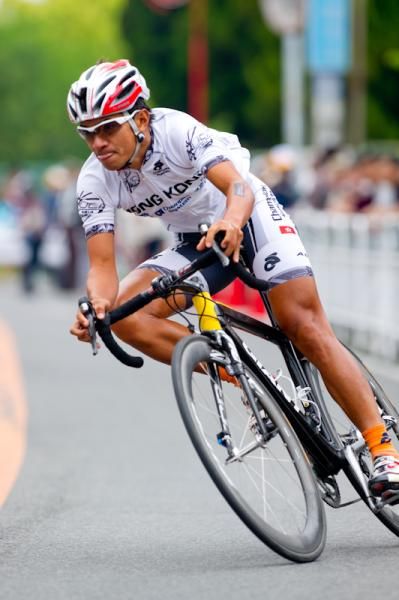 The UCI Asia Tour leader Wong Kam Po (Hong Kong Team) in action