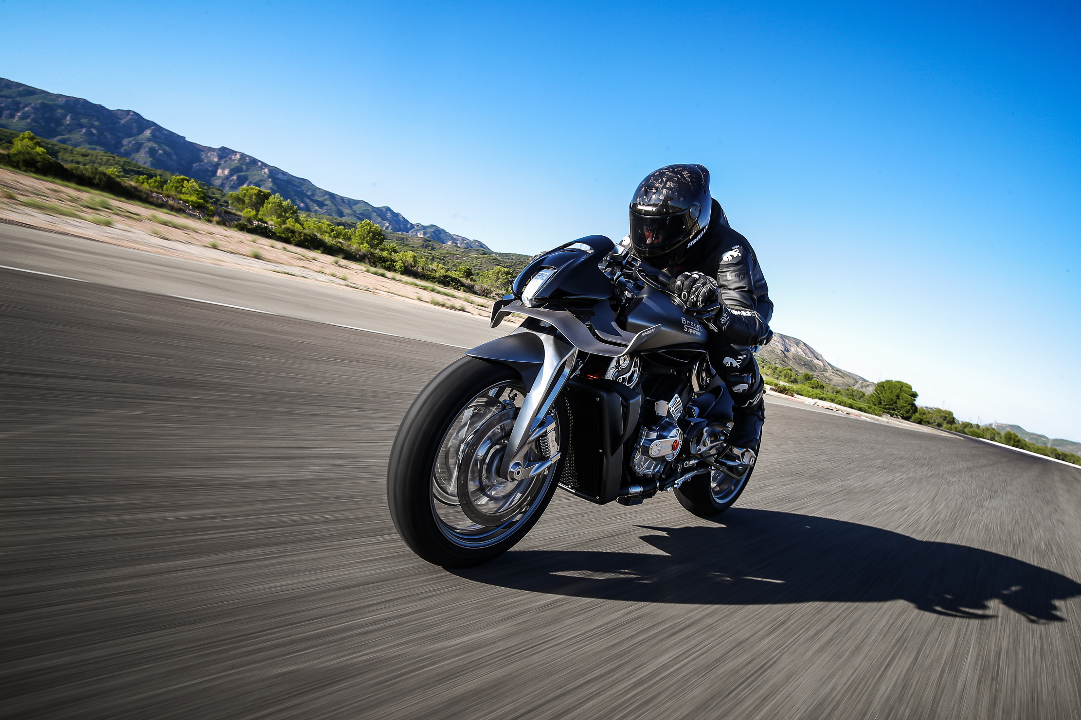 A rider driving one of the new bikes at speed