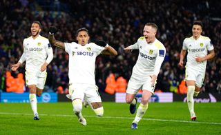 Leeds celebrate scoring against Crystal Palace