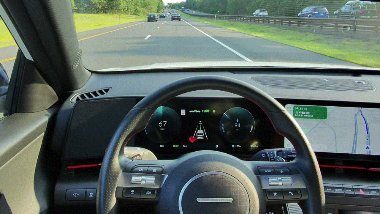 2025 Hyundai Kona Electric N Line adaptive cruise control gif animation.