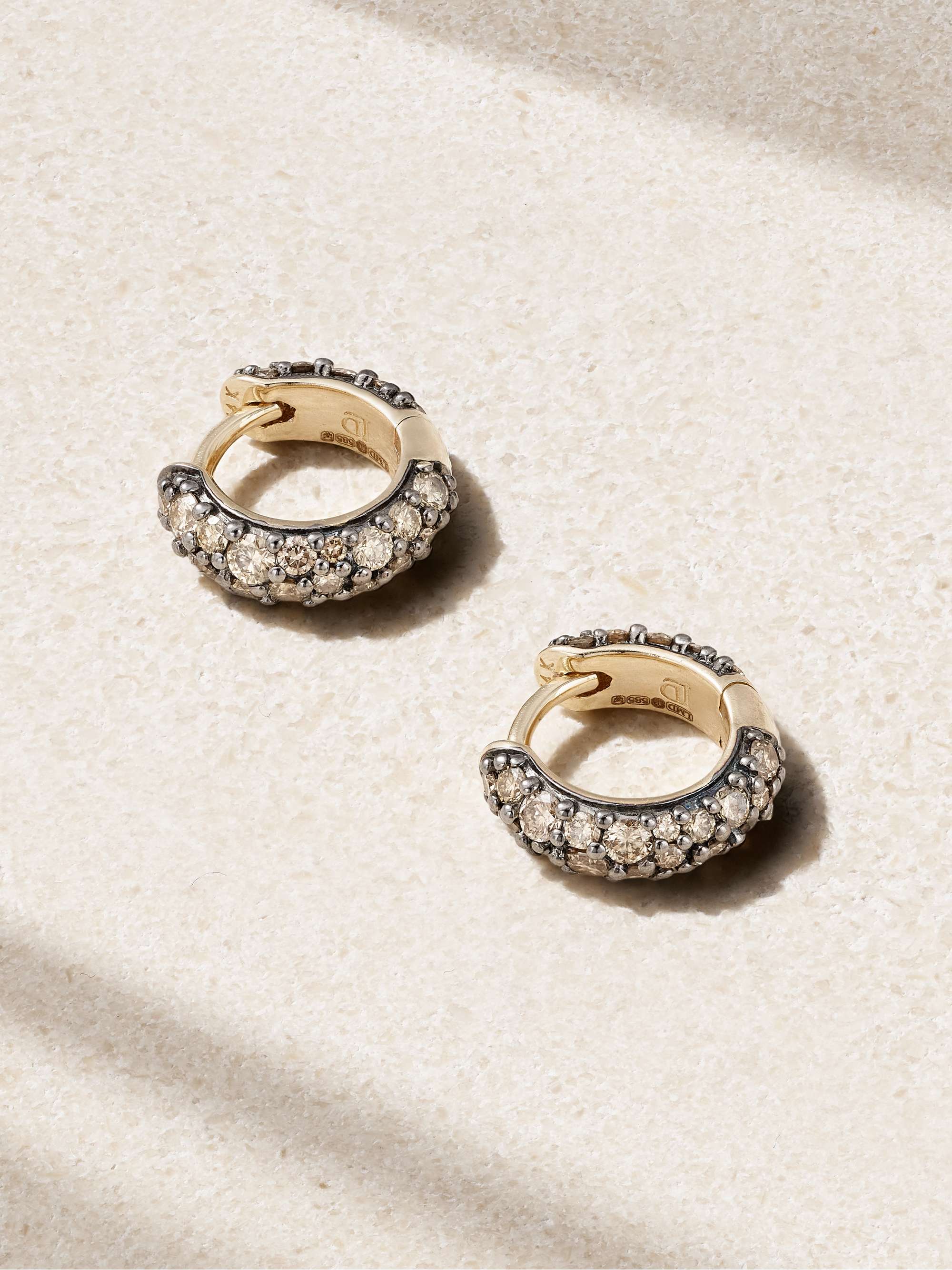 Chubby Rhodium-Plated 14-Karat Gold and Diamond Hoop Earrings