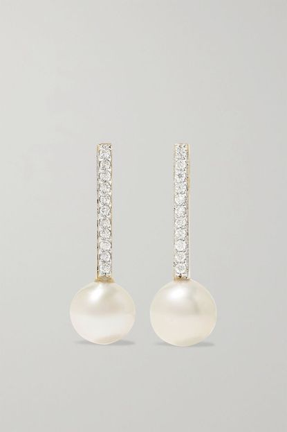 Mateo 14-Karat Gold, Pearl and Diamond Earrings