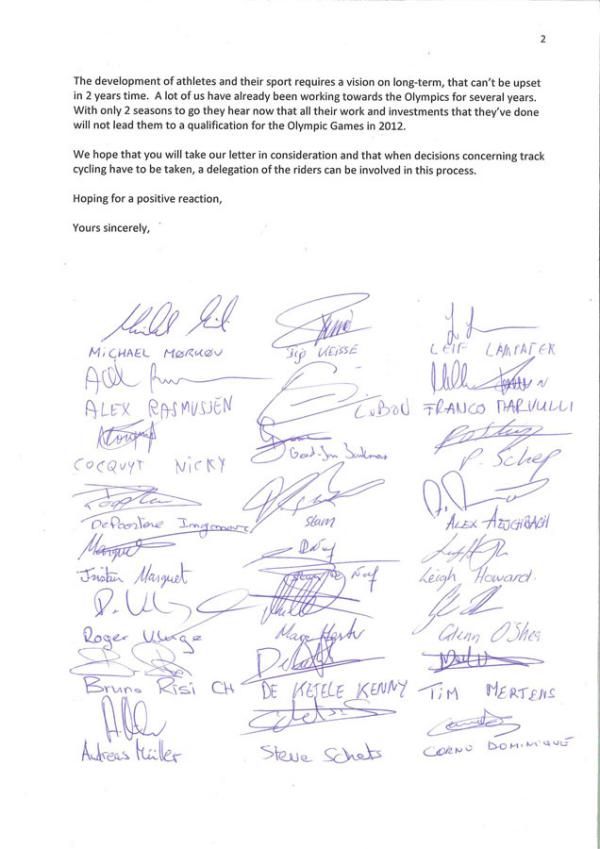 Signatories to the letter include world champions.