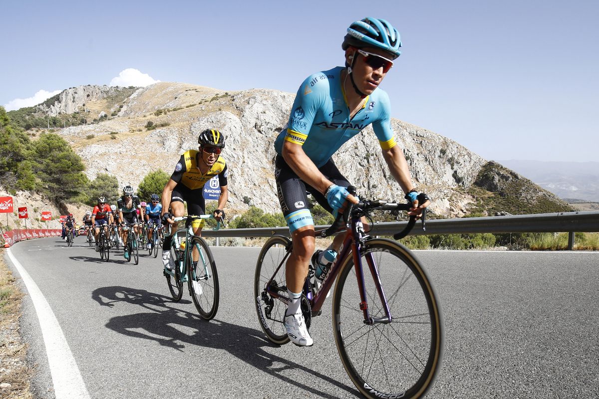 Miguel Angel Lopez on the move in the closing kilometres