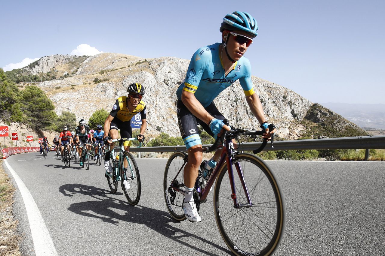 Miguel Angel Lopez on the move in the closing kilometres