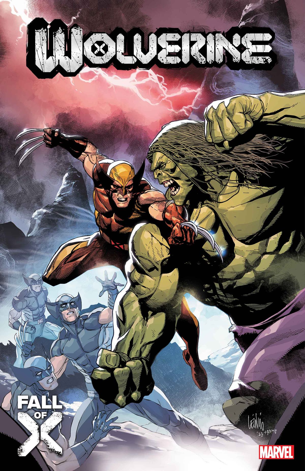Covers for various Fall of X comics.