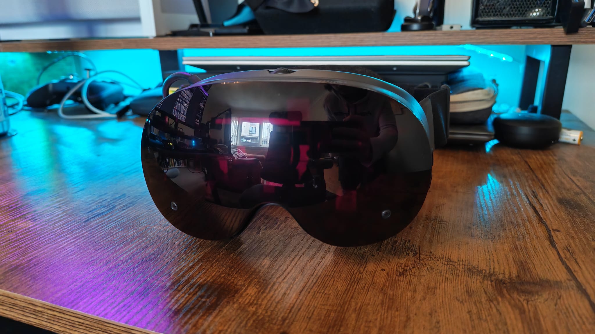 The Steam Frame on a gaming desk