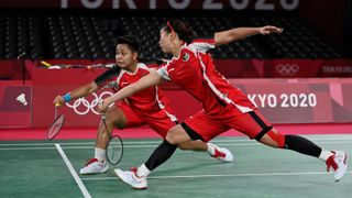 Indonesia's Greysia Polii and Apriyani Rahayu in the 2020 Tokyo Olympics.