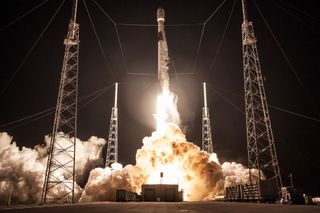 SpaceX's first Block 5 Falcon 9 rocket launches the Indonesian communications satellite Merah Putih into space from Cape Canaveral Air Force Station, Florida on Aug. 7, 2018. The rocket launched the Merah Putih communications satellite into orbit for Telk