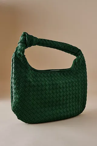 The Brigitte Woven Faux-Leather Satchel Bag by Melie Bianco: Oversized Edition