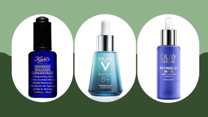 Three of the best night serums including Kiehl's, Vichy and Olay