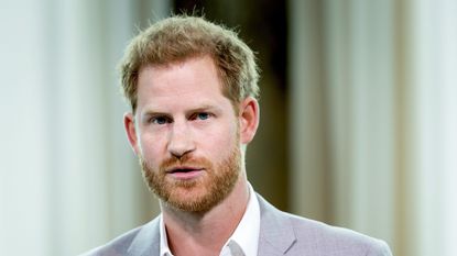 britains prince harry attends the adam tower project introduction and global partnership between bookingcom, skyscanner, ctrip, tripadvisor and visa in amsterdam on september 3, 2019 an initiative led by the duke of sussex to change the travel industry to better protect tourist destinations and communities that depend on it photo by koen van weel anp afp netherlands out photo credit should read koen van weelafp via getty images