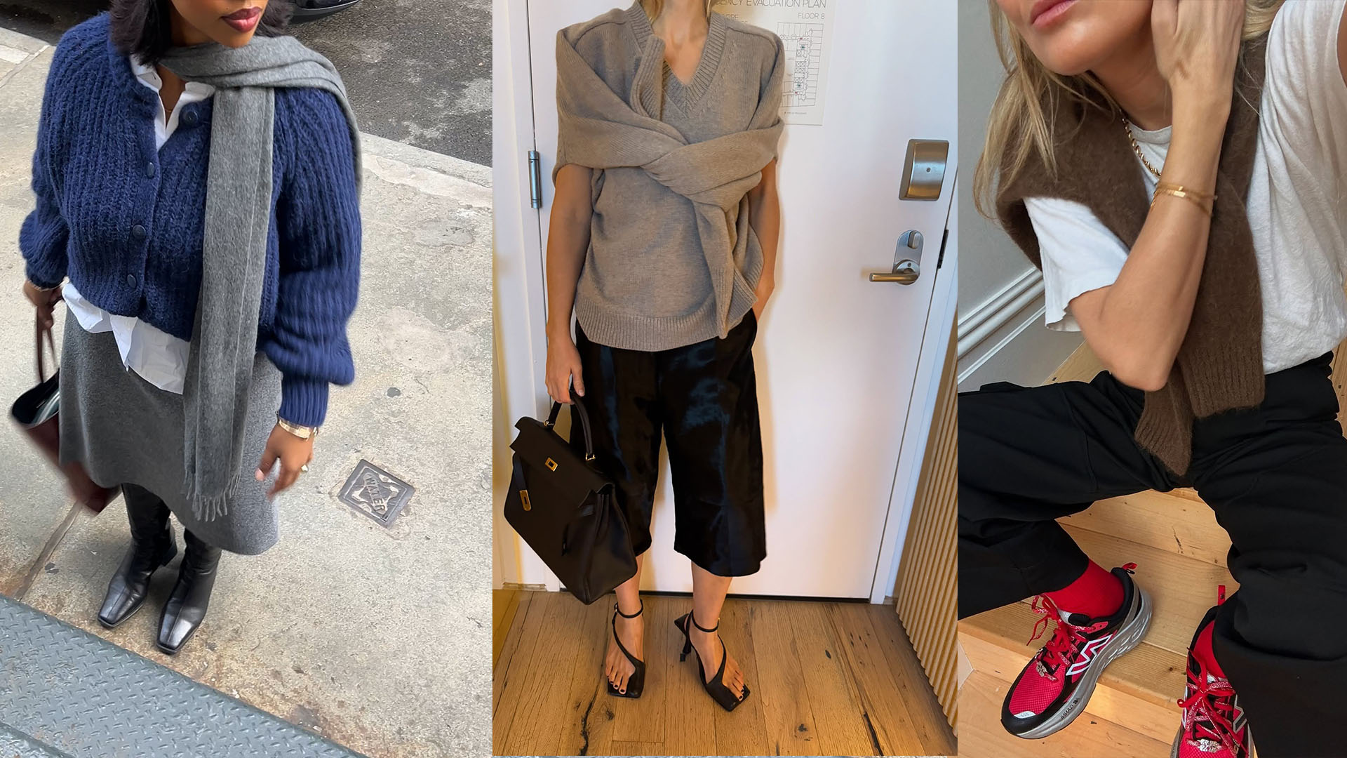 Women wearing cashmere sweaters.