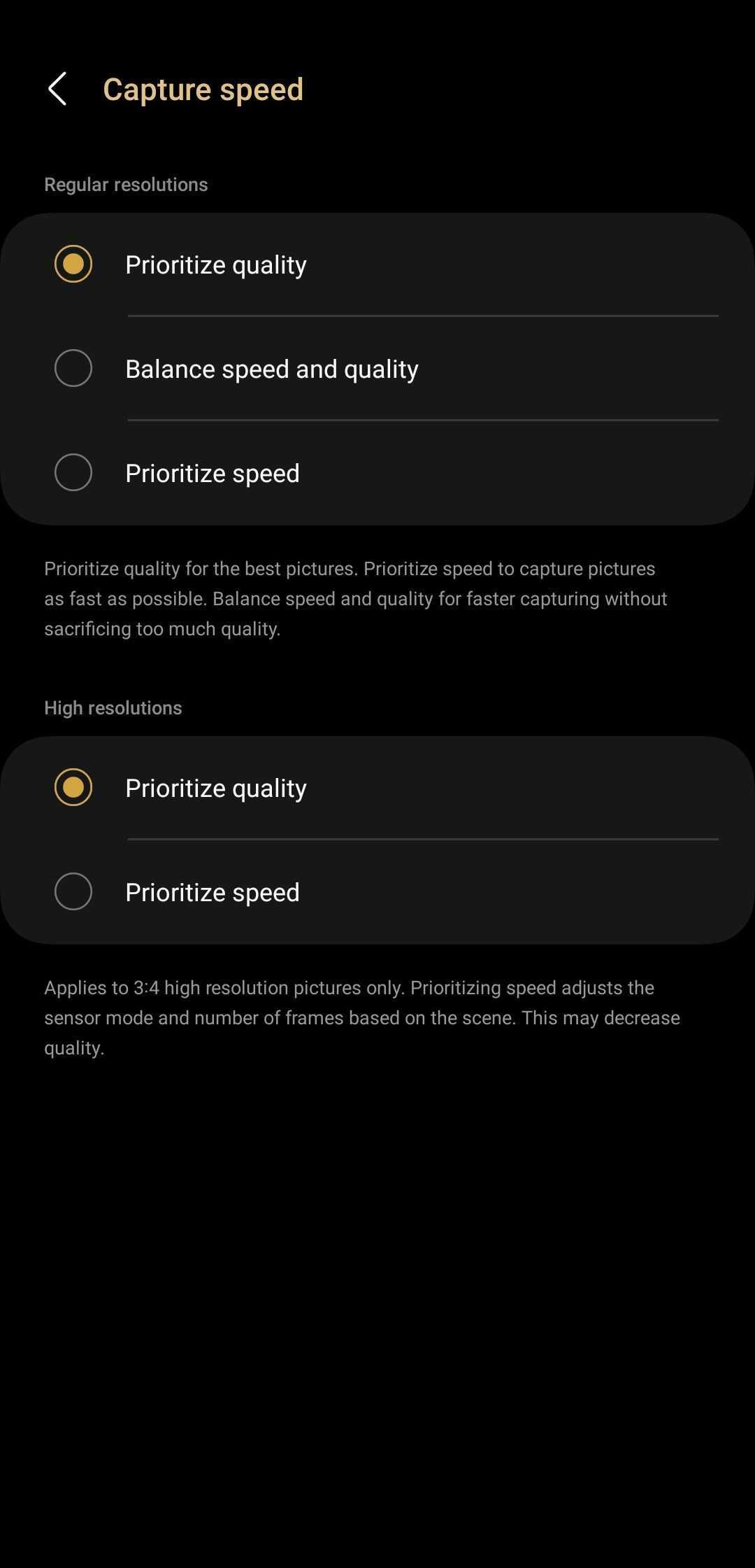 Screenshots of the Camera Assistant app on the Galaxy S23 Ultra after the February 8, 2023 update