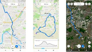 OS Maps navigation app screengrabs