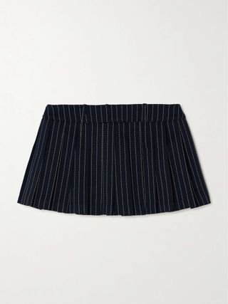 Blake Pleated Pinstriped Twill Mini Skirt