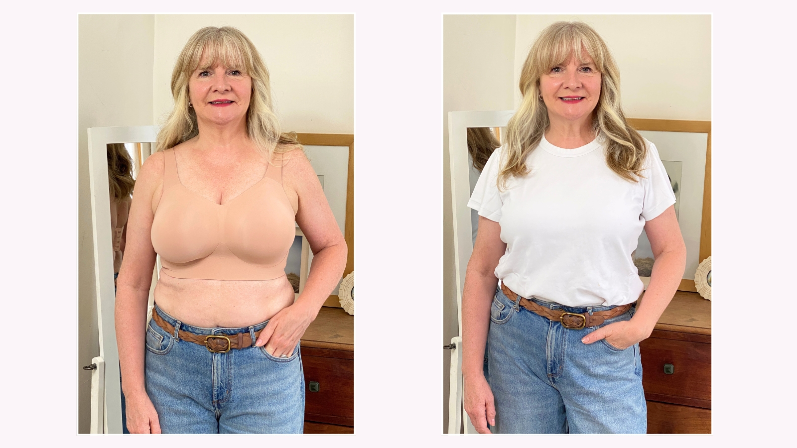 Julie Player wearing Evelyn &amp;amp; Bobbie Busty Bra under a t-shirt