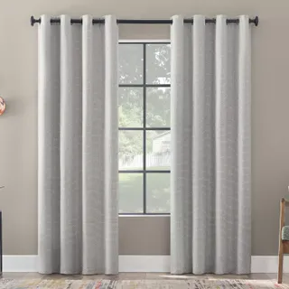 Scott Living Rafaela Woven Pattern Chenille 100% Blackout Grommet Window Curtain