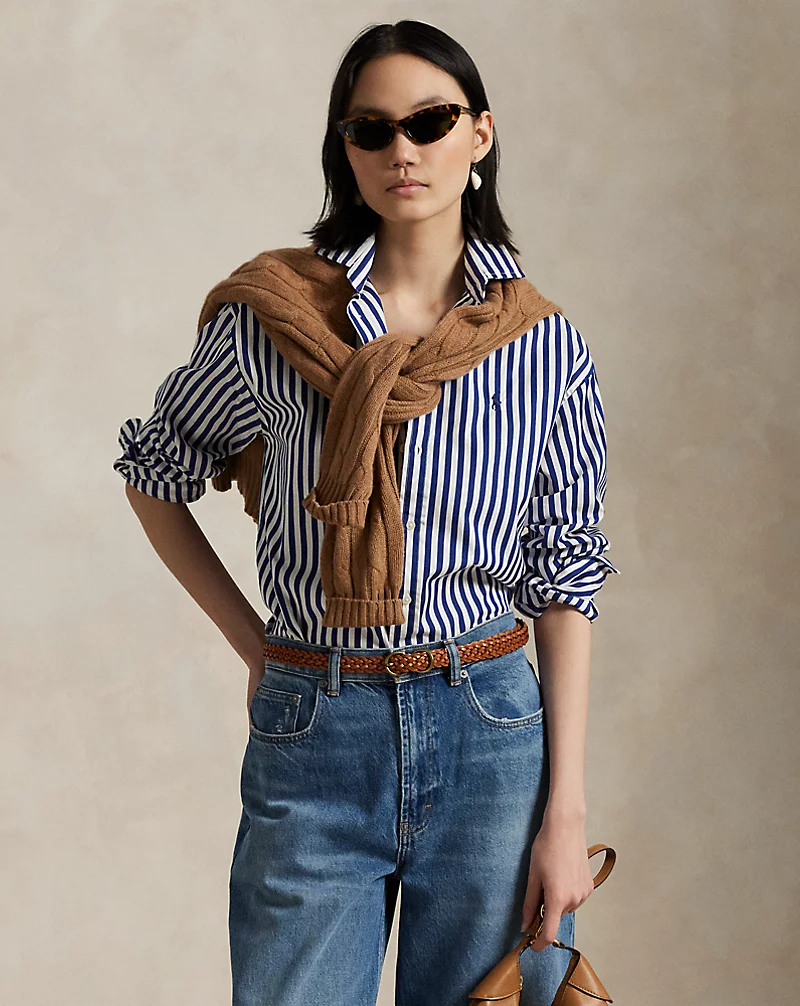 Relaxed Fit Striped Cotton Shirt