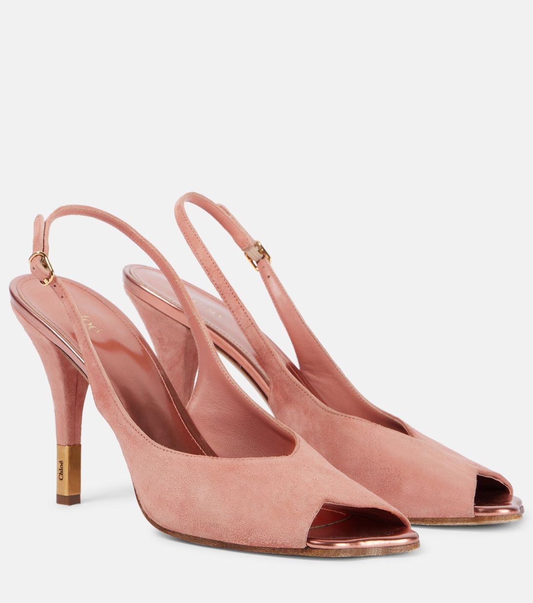 Flower 95 Suede Peep-Toe Pumps