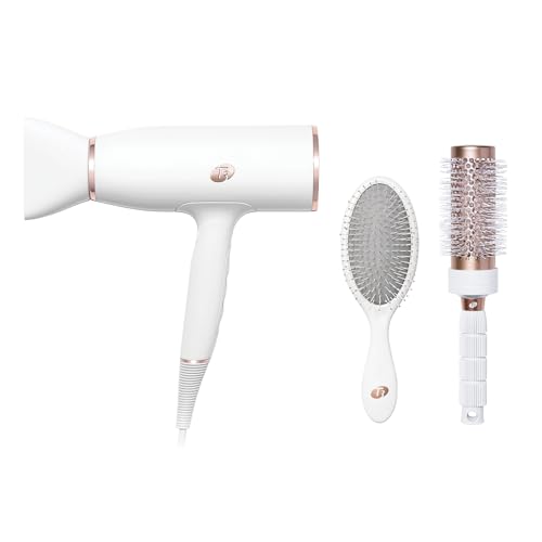 T3 Aireluxe Professional Ionic Hair Dryer and Brush Set, With 5 Heat and 3 Speed Settings, Ion Generator, Cool Shot, Includes Paddle Brush and 2.5" Round Brush