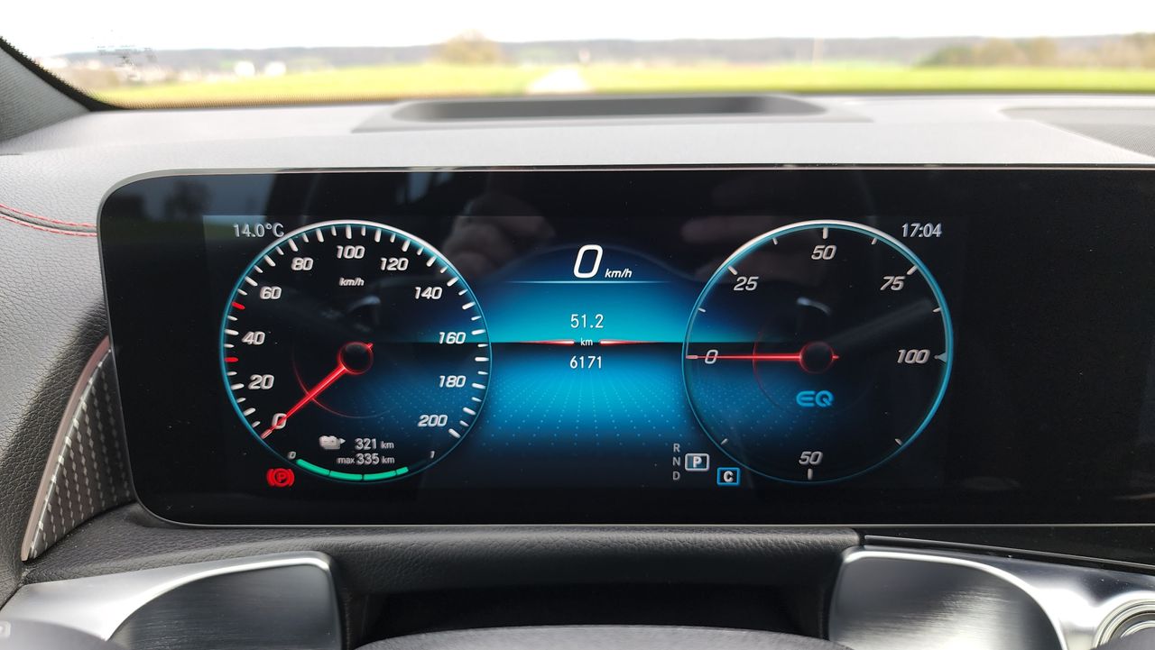 Digital cluster display with driving dials shown