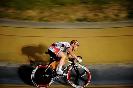 The Netherland's Teun Mulder competes in the men's 200m time tria