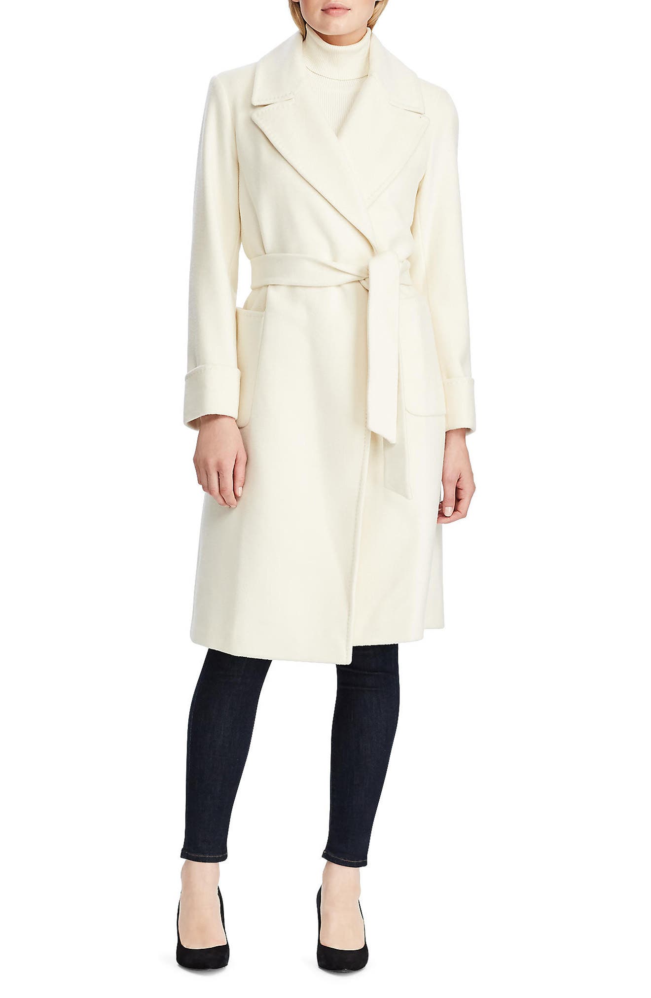 Wool Blend Wrap Coat