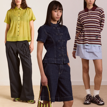Collage of models wearing damson madder clothes 