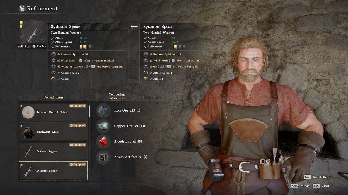 Crimson Desert Abyss Artifact in refinement