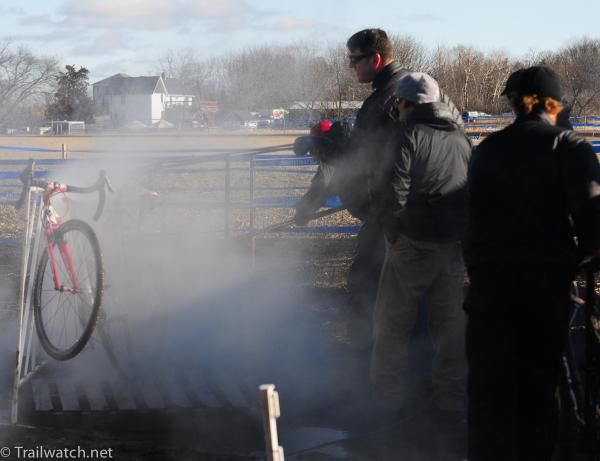 The bike wash next to the pits was active