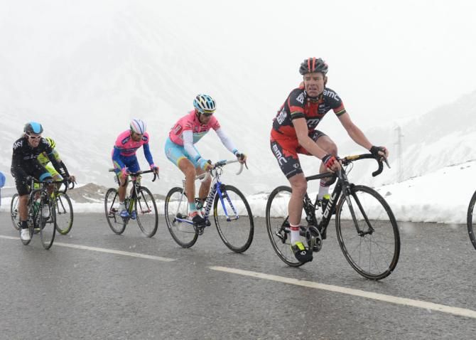 Vincenzo Nibali (Astana) marks Cadel Evans (BMC)