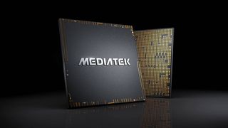 A promotional image of a MediTek SoC model