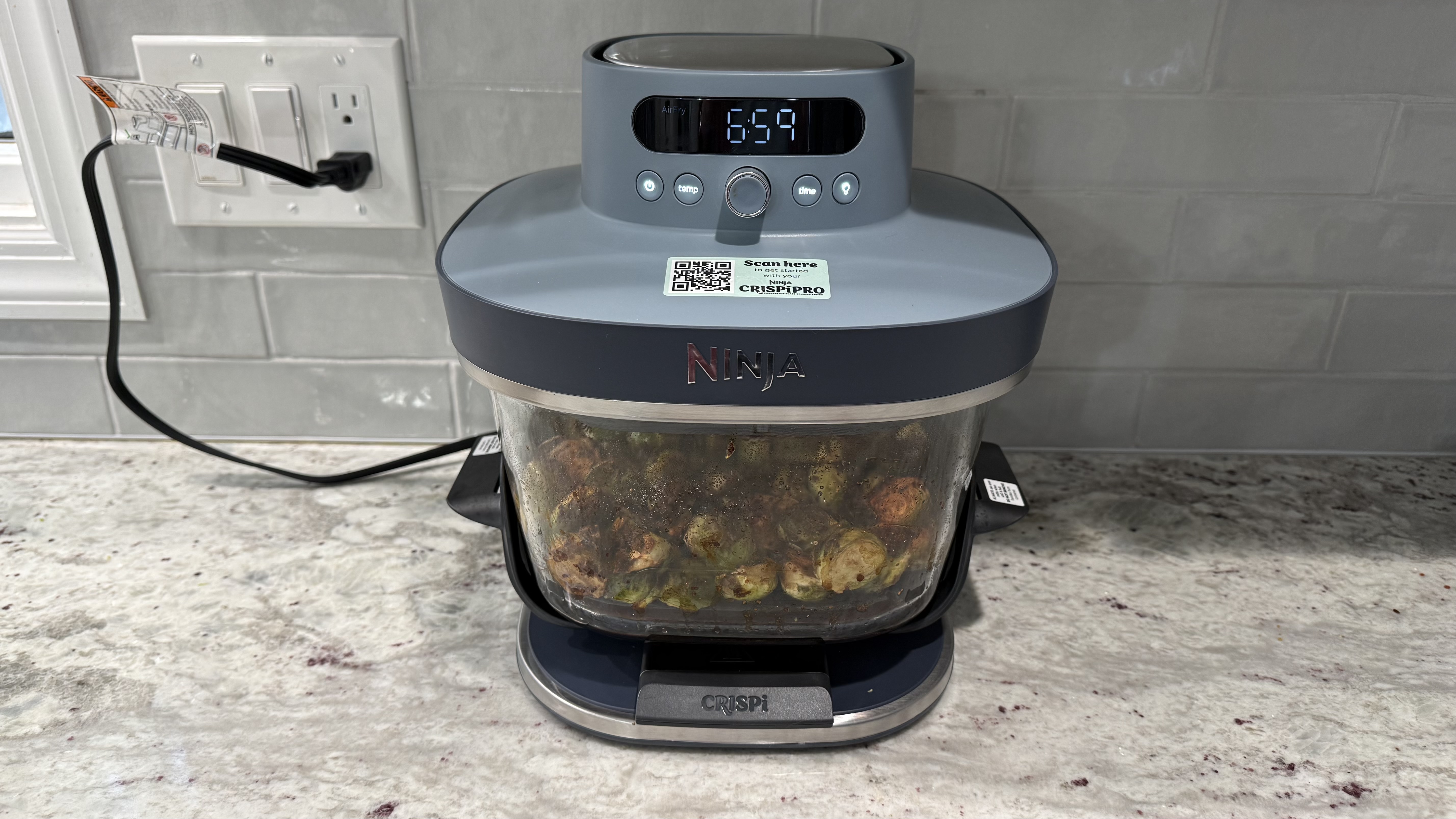Food made in roast mode in Ninja Crispi Pro 6-in-1 Countertop Glass Air Fryer
