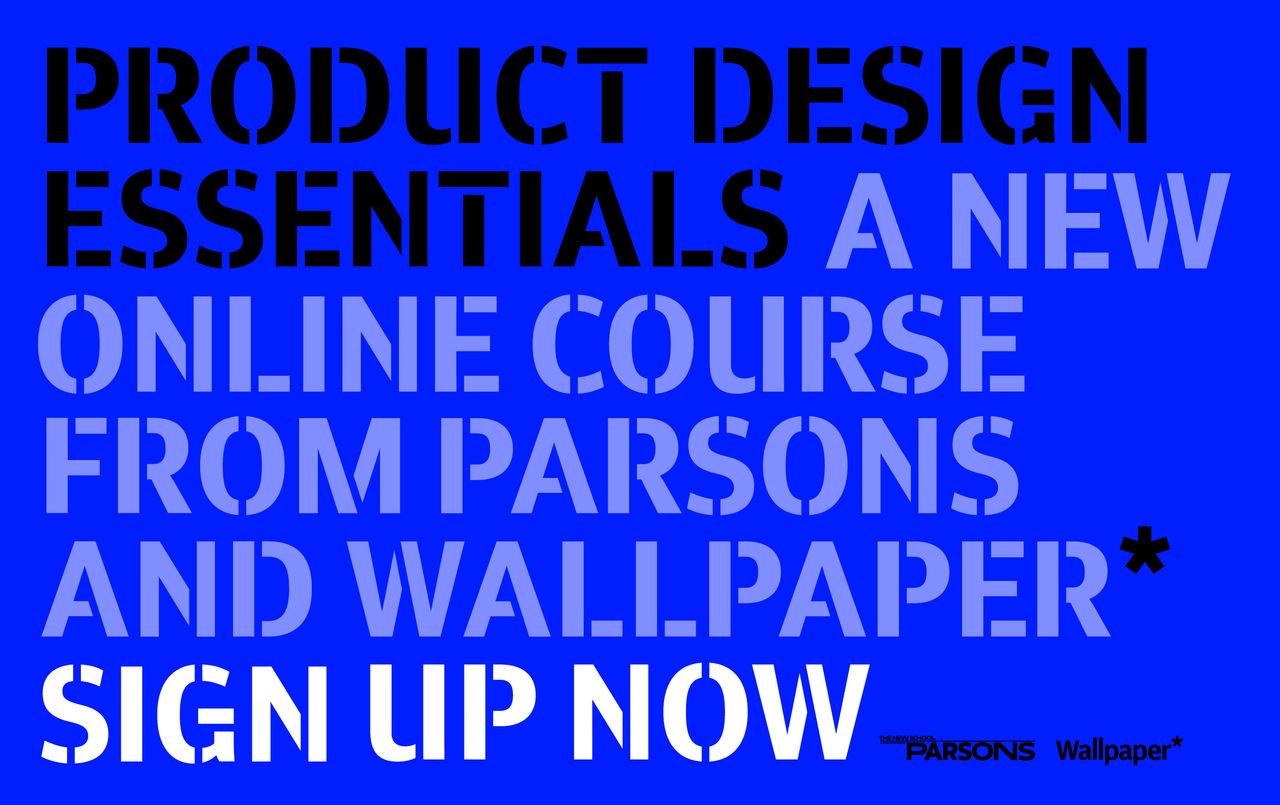 Graphic promoting Parsons and Wallpaper* Product Design Essentials course