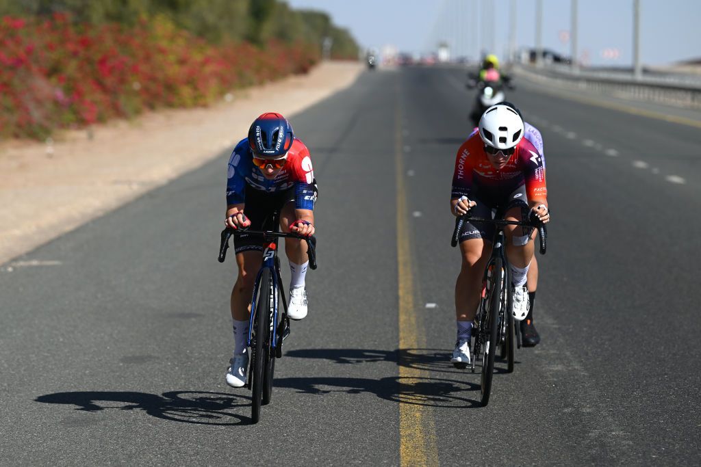 Gladys Verhulst-Wild (FDJ Suez) and Linda Zanetti (Human Powered Health) in the breakaway