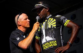 Bahati is interviewed after taking second in the Harlem Rocks crit.