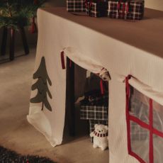 Play tent over dining table, Christmas theme