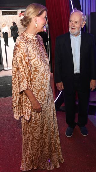 Sophie, Duchess of Edinburgh talks to Sir Richard Stilgoe as they attend a special performance of "Starlight Express"