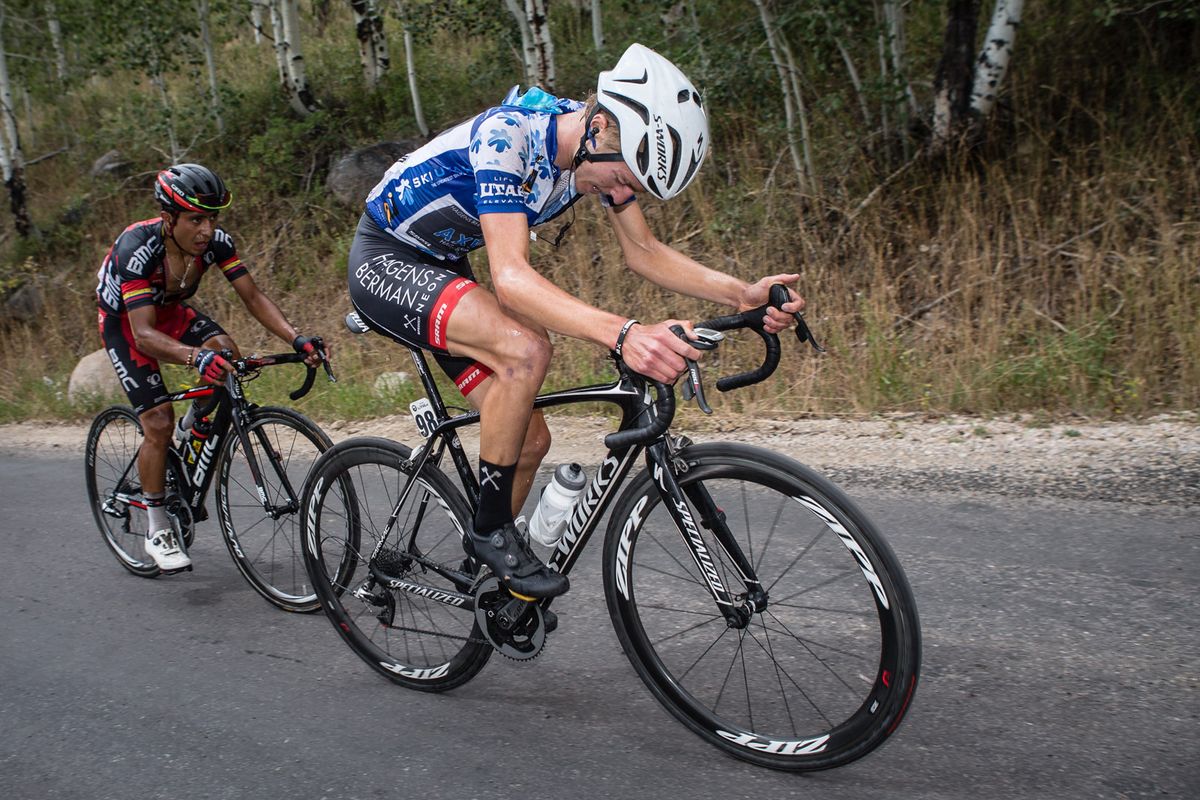 Adrian Costa (Axeon) pulls up the final climb