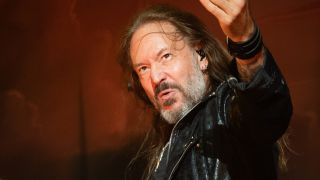 Joacim Cans onstage with Hammerfall in 2022