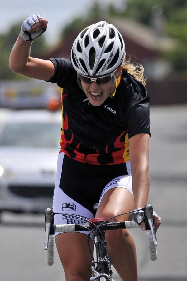 An ecstatic Rushlee Buchanan claims New Zealand's national road race title