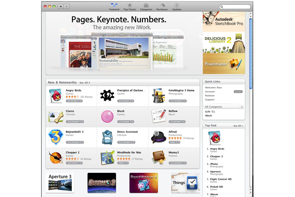 The Featured page in the Mac App Store