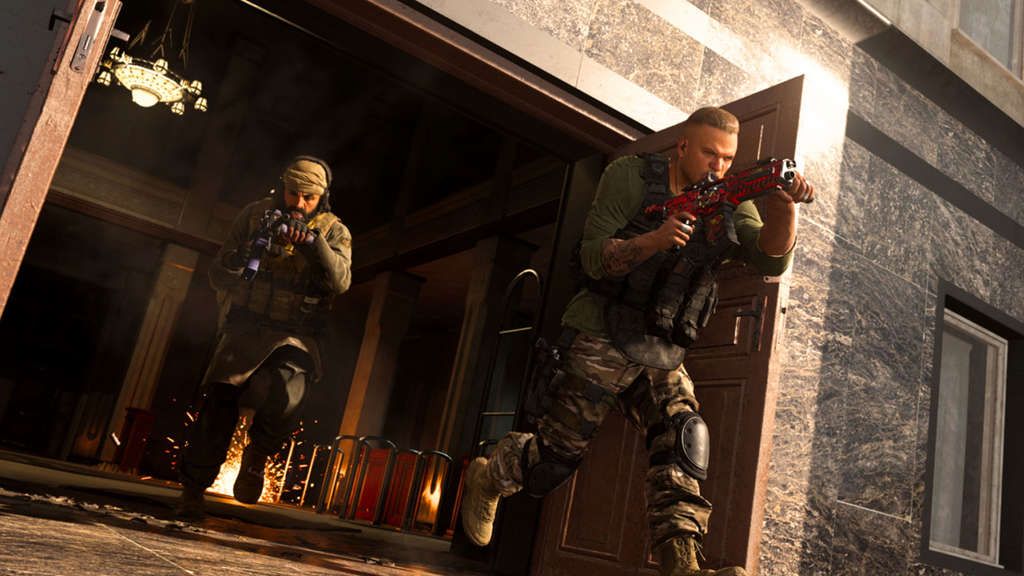 Call Of Duty: Warzone soldiers leaving a building